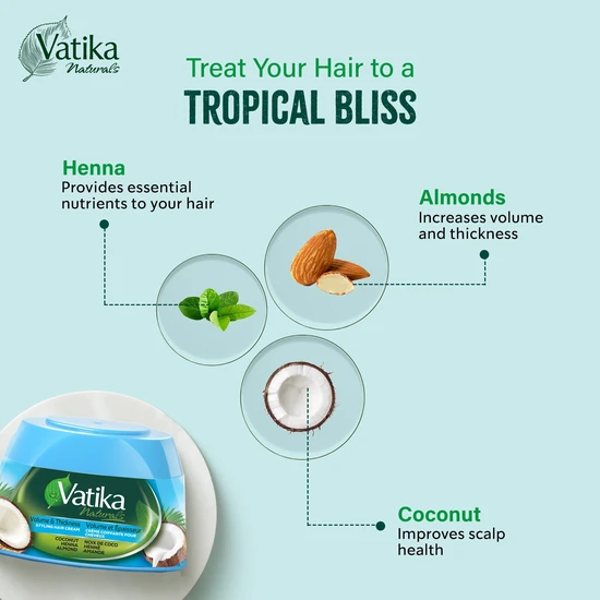 Dabur Vatika Naturals Coconut Henna & Almond Styling Hair Cream 210ml
