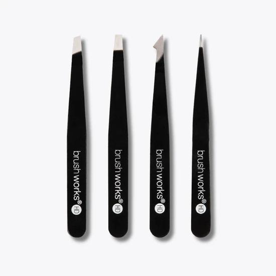 Brushworks HD Combination Tweezer Set Black