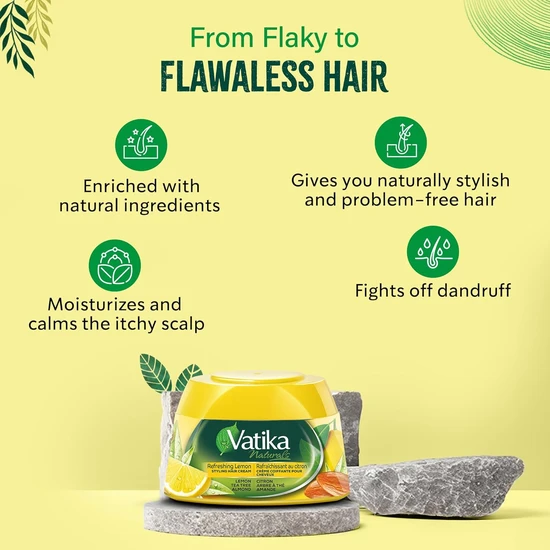 Dabur Vatika Naturals Lemon Tea Tree & Almond Styling Hair Cream 210ml