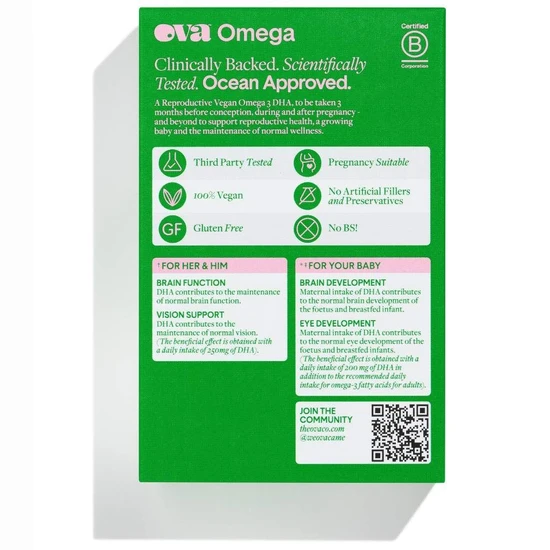 OVA OVAOmega Reproductive Vegan Omega-3 DHA Capsules 28 Capsules