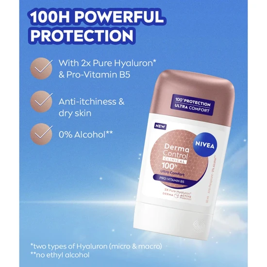 Nivea Derma Control Clinical 100h Ultra Comfort Anti-Perspirant Stick 50ml