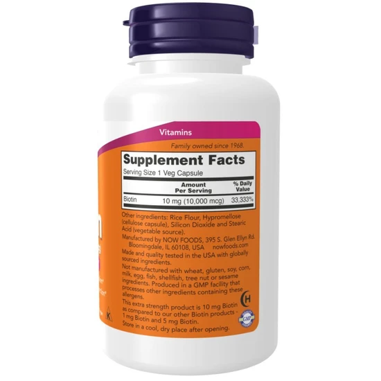 NOW Foods Biotin Extra Strength 10 mg - 120 Veg Caps