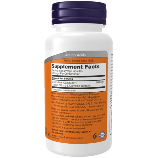 NOW Foods L-Carnitine 250mg 60 Capsules