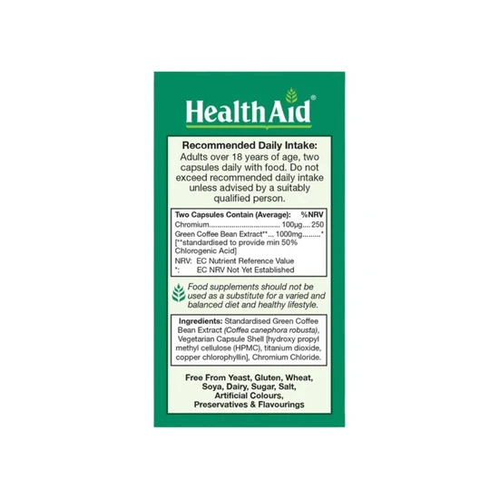 Health Aid Green Coffee Bean Extract Vegicaps 60 Vegicaps