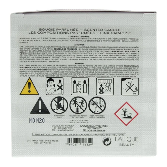 Lalique Les Compositions Parfumees Pink Paradise Candle 190g