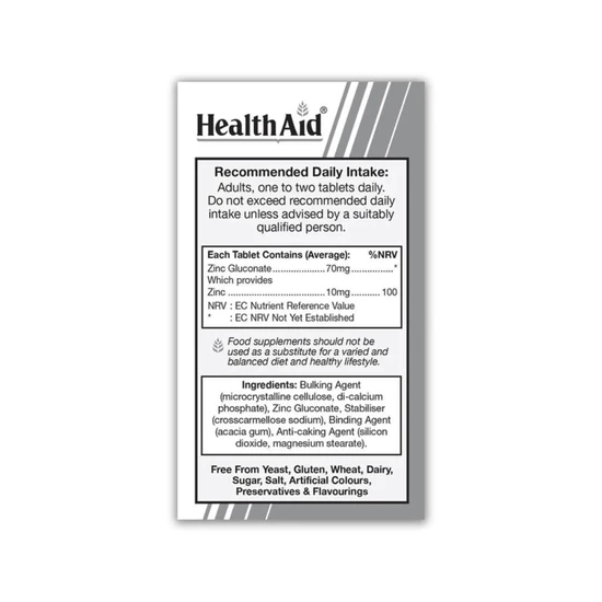 Health Aid Zinc Gluconate 70mg Tablets 90 Tablets