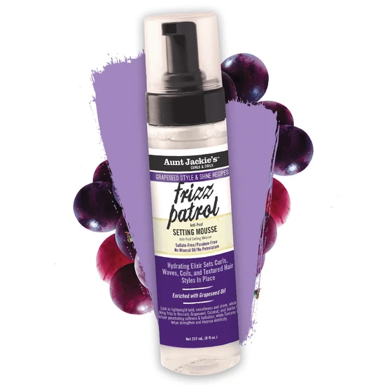 Aunt Jackie's Grapeseed Frizz Patrol Setting Mousse 8oz