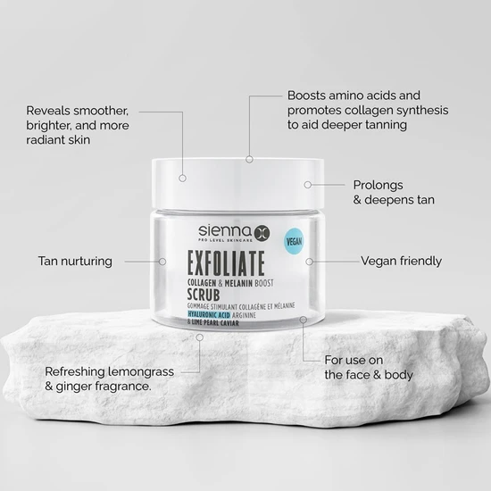 Sienna X Exfoliate Collagen & Melanin Boosting Scrub 180ml