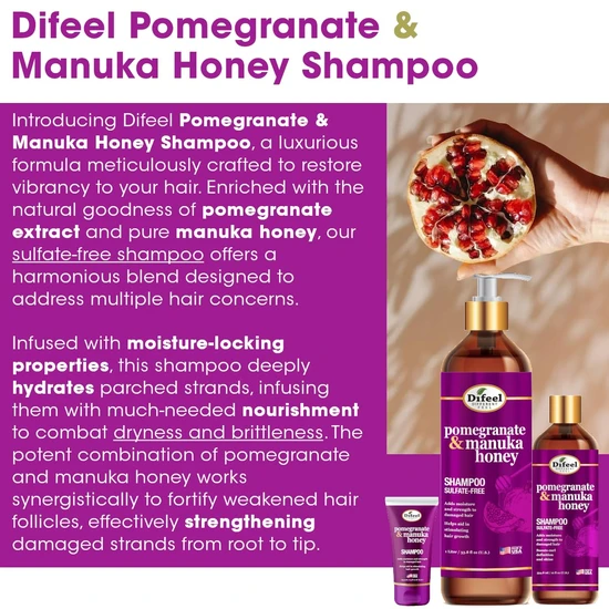 Difeel Pomegranate & Manuka Honey Shampoo 73.9ml
