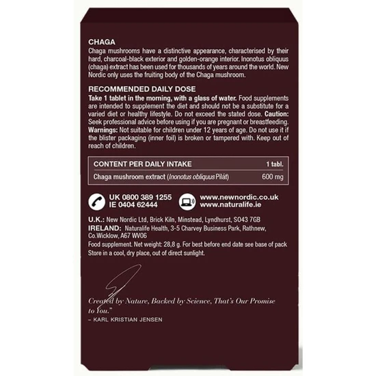 New Nordic Pure Chaga Tablets 30 Tablets
