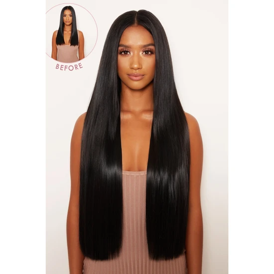 LullaBellz Super Thick 26" 5 Piece Statement Straight Clip In Hair Extensions Bleach Blonde