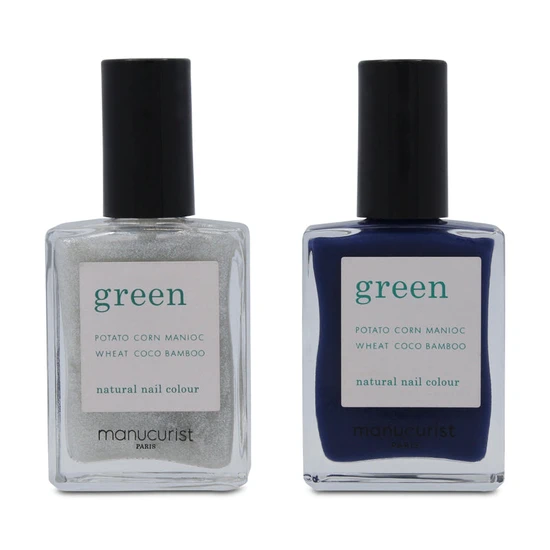 Manucurist Navy Blue & Glitter Nail Polish Duo Set Each 15ml