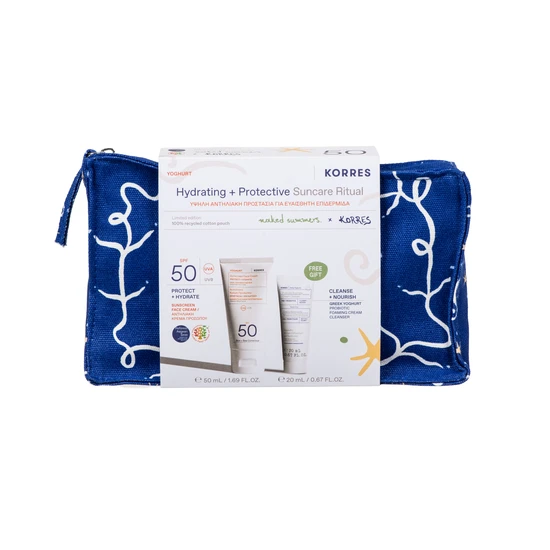 Korres Naked Summers x Korres Yoghurt Sunscreen SPF 50 50ml & Greek Yoghurt Probiotic Cleanser 20ml