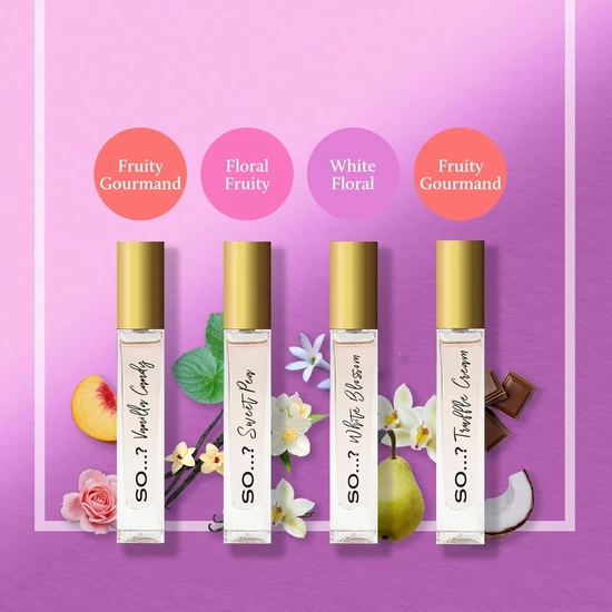 SO...? Unique Travel Size Mini Premium Eau De Toilette Gift Set 4 x 14ml