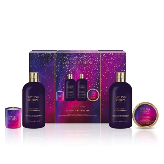 Baylis & Harding Midnight Fig & Pomegranate Luxury Candlelit Bathing Gift Set