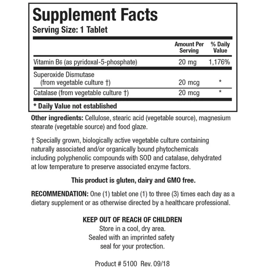 Biotics Research B6 Phosphate Tablets 100 Tablets
