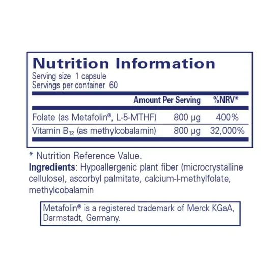 Pure Encapsulations B12 Folate Capsules 60 Capsules