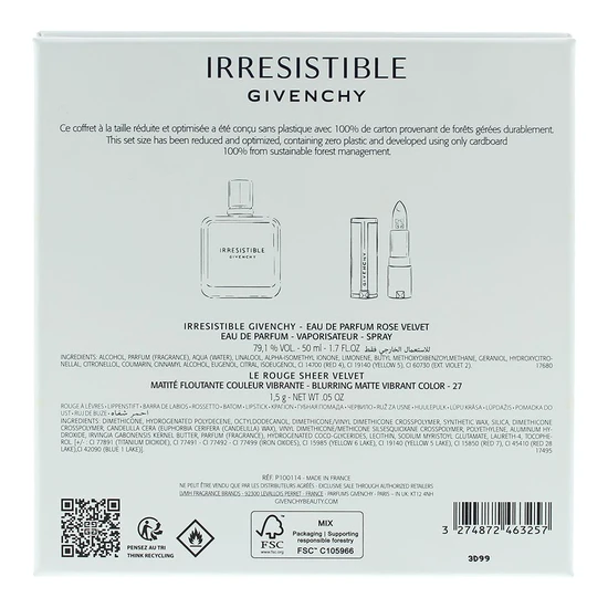 GIVENCHY Irresistible Rose Velvet Eau De Parfum + Lipstick Gift Set 50ml