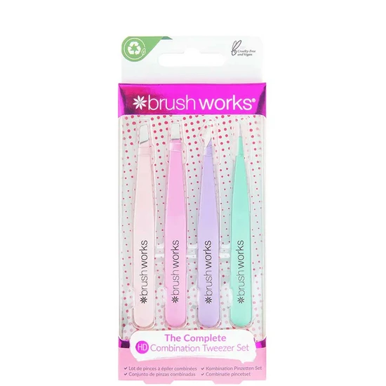 Brushworks HD Combination Tweezer Set Pastels