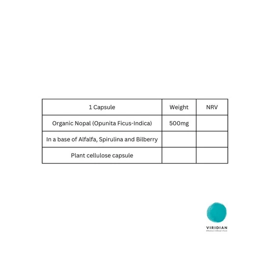 Viridian Organic Nopal 500mg Capsules 90 Capsules