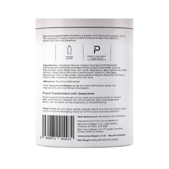 Pura Collagen Balance Advanced Female Health Formula Raspberry & Garden Mint 224g