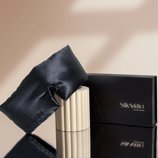Silk Addict 100% Mulberry Silk Sleep Mask Wrap Black