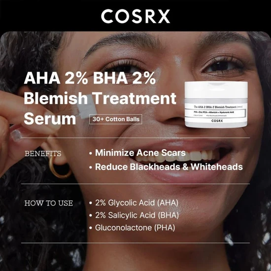 CosRx The AHA 2 BHA 2 Blemish Treatment Serum Cotton Balls 50g