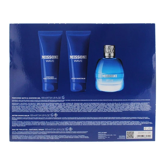 Missoni Wave Eau De Toilette Gift Set 100ml, 100ml Aftershave Balm & 100ml Shower Gel