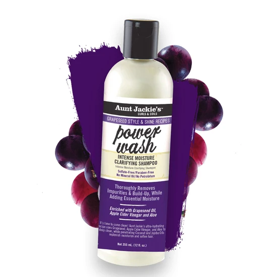 Aunt Jackie's Grapeseed Power Wash Intense Moisture Clarifying Shampoo 12oz