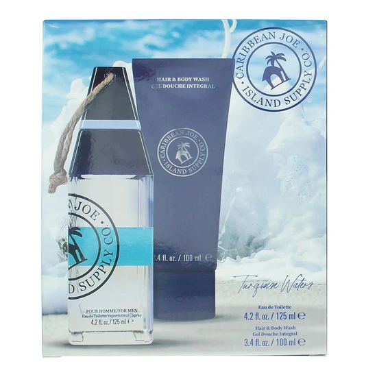 Caribbean Joe Turquoise Waters Eau De Toilette 125ml Gift Set 125ml & 100ml Body Wash