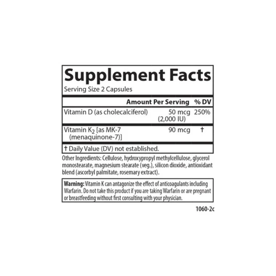 Carlson Labs Vitamin D3 + K2 Capsules 60 Capsules