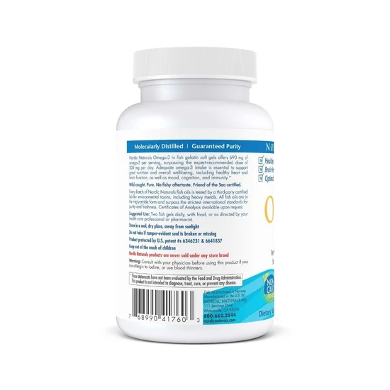 Nordic Naturals Omega-3, 690mg Lemon Softgels 60 Softgels