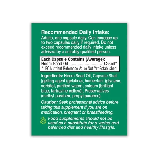 Health Aid Neem Oil Capsules 60 Capsules