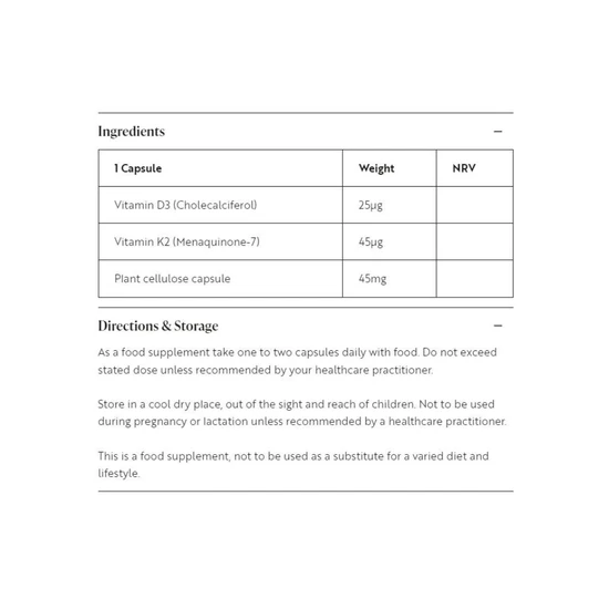 Viridian Vitamin D3 & K2 Capsules 90 Capsules