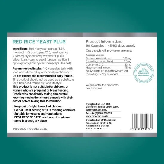 Cytoplan Red Rice Yeast Plus Capsules 90 Capsules