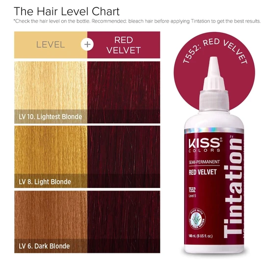 Kiss Colours Tintation Semi Permanent Hair Colour T552 Red Velvet