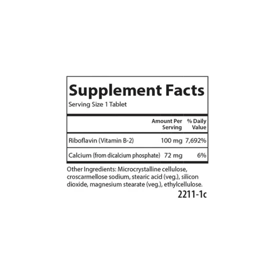 Carlson Labs Vitamin B2 100mg 100 Tablets