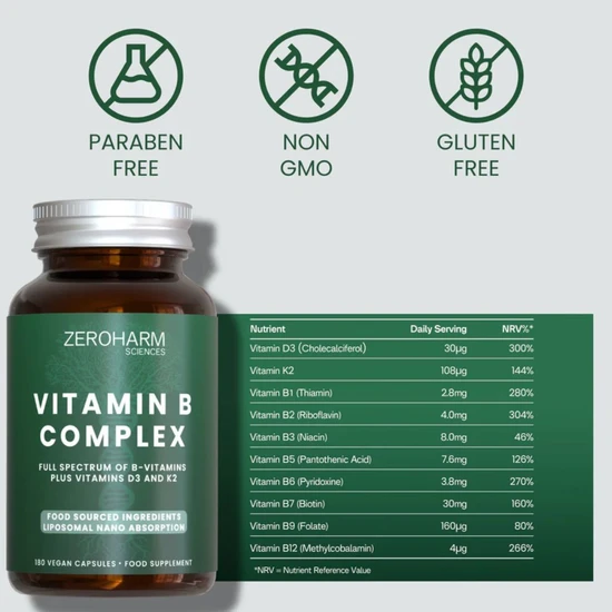 ZeroHarm Liposomal Vitamin B Complex Capsules 180 Capsules