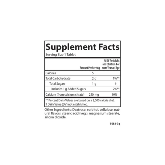 Carlson Labs Kid's Chewable Calcium 250mg Natural Vanilla 60 Tablets