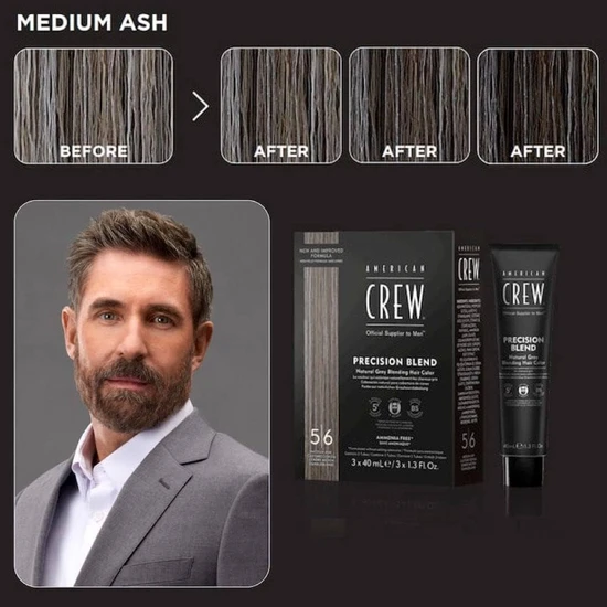 American Crew Precision Blend Hair Colour Set 5/6 Medium/Ash 3 x 40ml