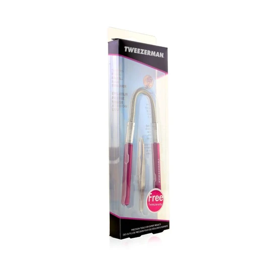 Tweezerman Smooth Finish Facial Hair Remover Pink With Stainless Slant Tweezerette 2pcs