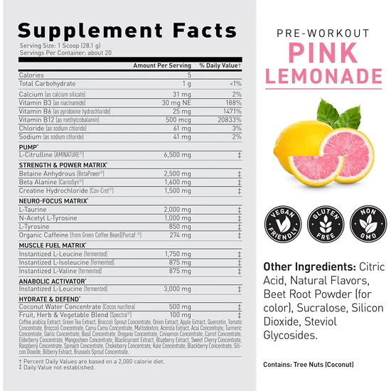 Kaged Muscle Pre-Kaged, Pink Lemonade 560g