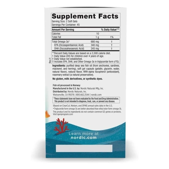 Nordic Naturals Ultimate Omega Fish Oil Junior 680mg Strawberry - 90 mini softgels
