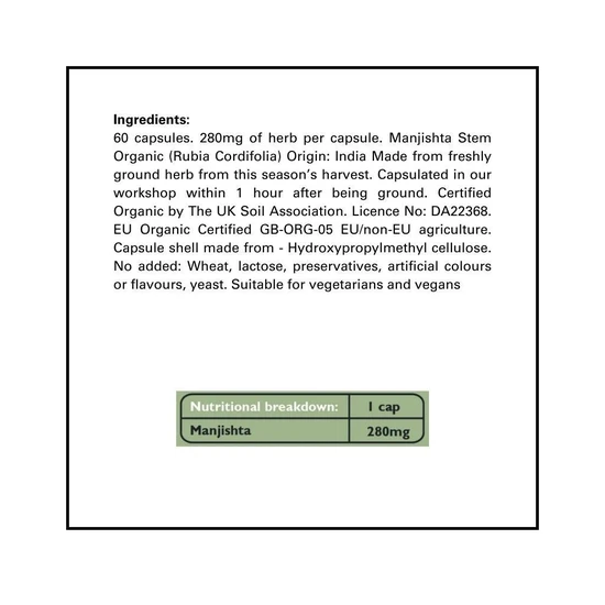 Fushi Organic Manjistha x 60 Capsules