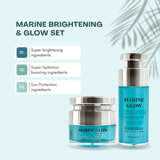 Erth Skin London Marine Glow Vitamin C + Collagen Concentrate Serum + Marine Glow Vitamin C Concentrate Cream 30ml + 50ml