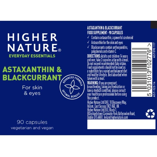 Higher Nature Astaxanthin & Blackcurrant 90 Capsules