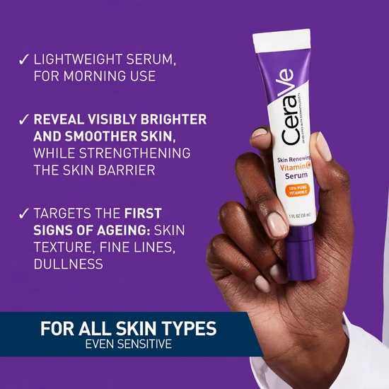 CeraVe Renewing 10% Pure Vitamin C Serum & Skin Renewing Eye Cream Duo 30ml & 15ml