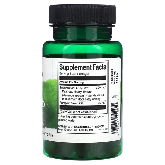 Swanson Saw Palmetto Maximum Strength Softgels 60