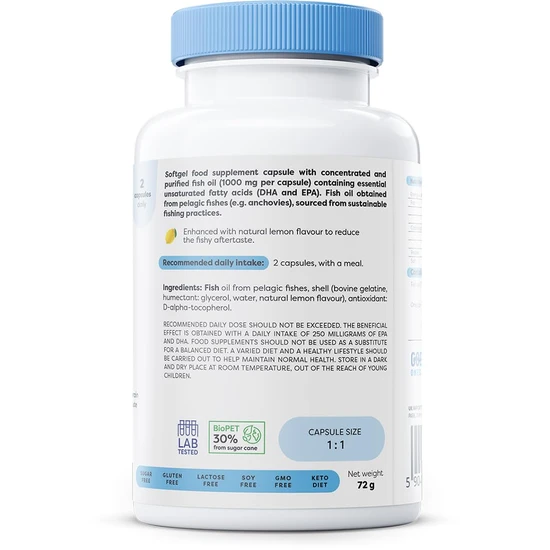 Osavi Omega-3 Fish Oil Molecularly Distilled 1000mg Lemon Softgels 60 Softgels