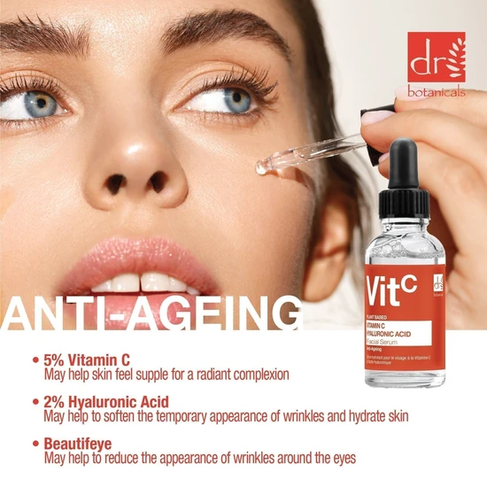 Dr Botanicals Vitamin C 5% & Hyaluronic Acid 2% Hydrating Facial Serum 30ml
